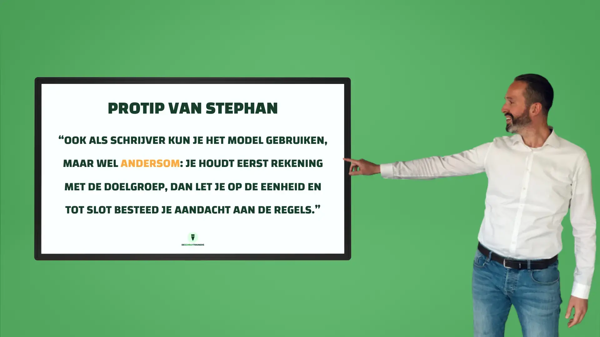 Tekstredactie met het RED-model van Wim Daniëls Een protip van Stephan over tekstredactie: gebruik het RED-model als schrijver andersom, dus begin bij de doelgroep en eindig met de regels.